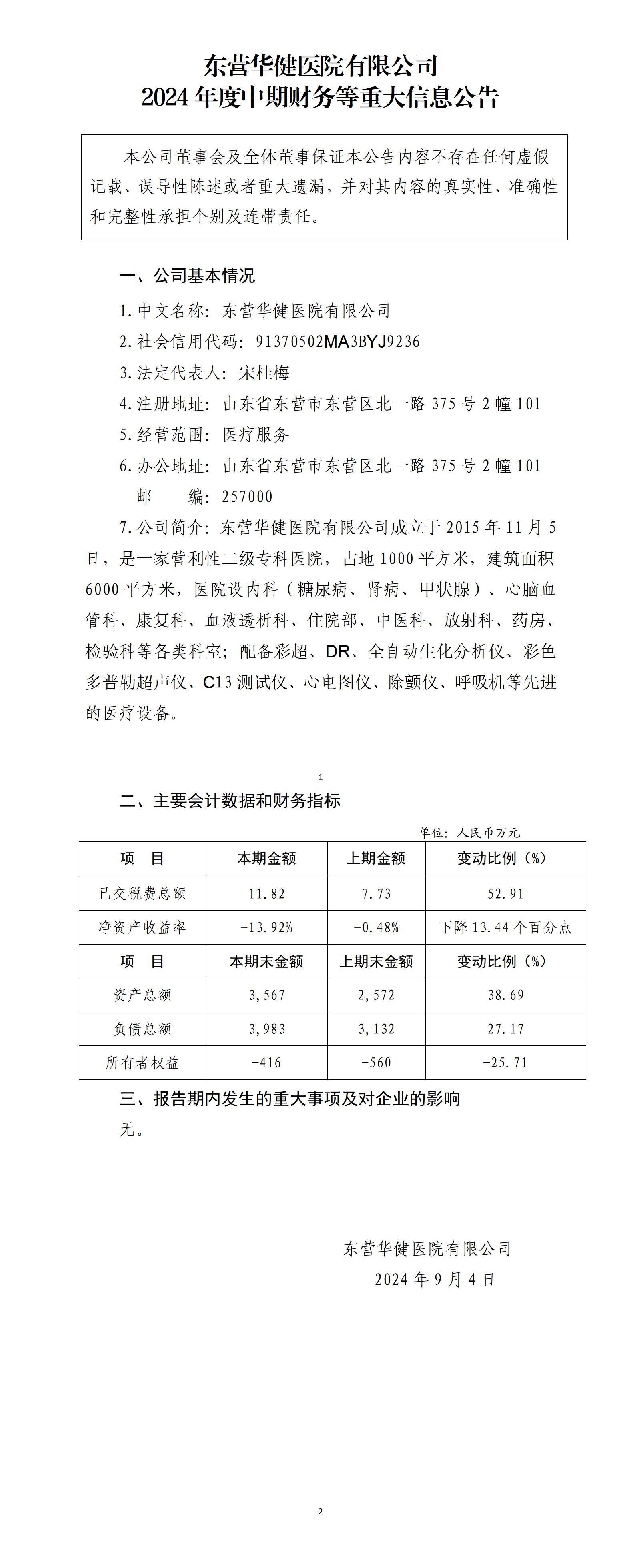 东营华健医院有限公司2024年中期财务等重大信息公告_01.jpg