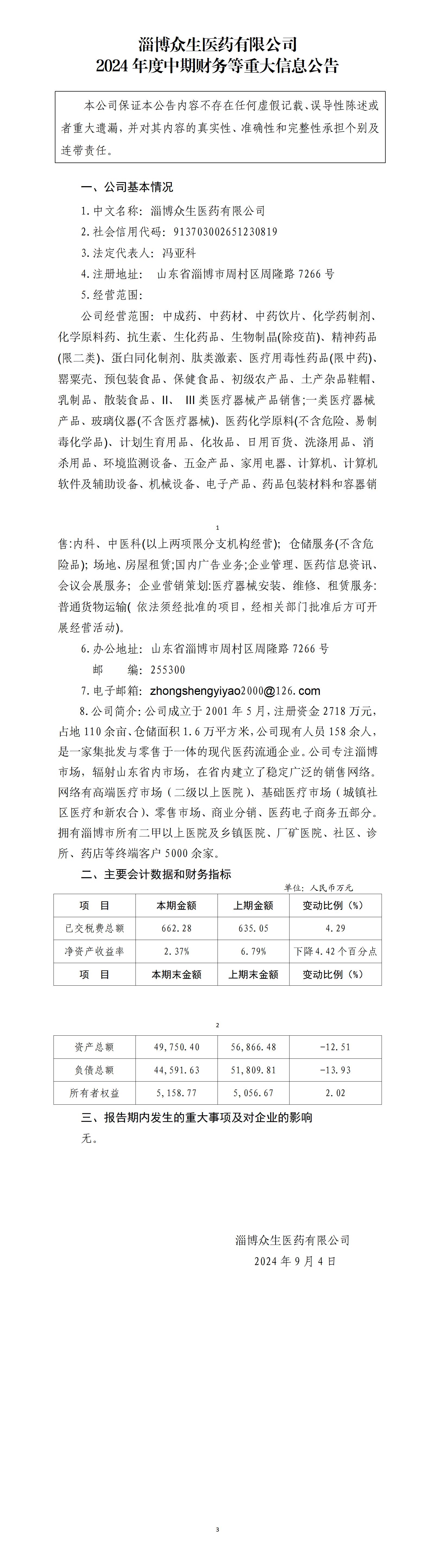 淄博众生医药有限公司关于权属企业发布2024年中期财务等重大信息公告_01.jpg